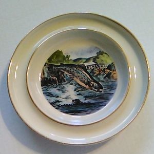 Ceramic hand-colored fish plate